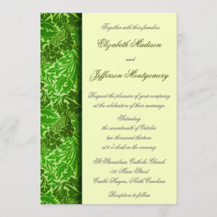 William Morris Green Leaves Wedding Invitation