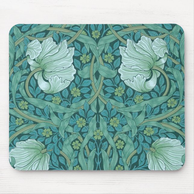 William Morris - Green Pimpernel Pattern Mouse Mat (Front)