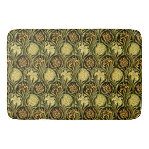 William Morris Green Tulip Lily Wallpaper Bath Mat