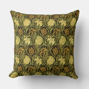 William Morris Green Tulip Lily Wallpaper Cushion