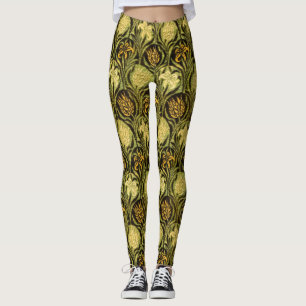 William Morris Green Tulip Lily Wallpaper Leggings