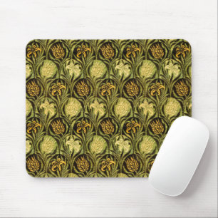 William Morris Green Tulip Lily Wallpaper Mouse Mat