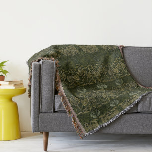 William Morris: Green Tulip & Rose Throw Blanket