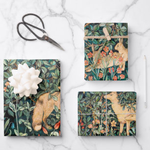 William Morris Greenery Forest Animal Botanical Wrapping Paper Sheet