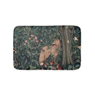 William Morris Greenery Fox Wildlife Art Bath Mat