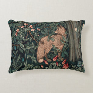 William Morris Greenery Fox Wildlife Art Decorative Cushion
