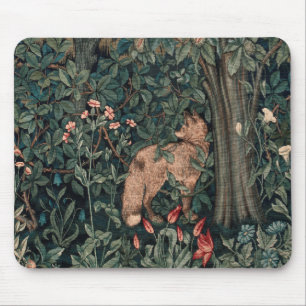 William Morris Greenery Fox Wildlife Art Mouse Mat