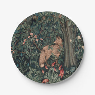 William Morris Greenery Fox Wildlife Art Paper Plate