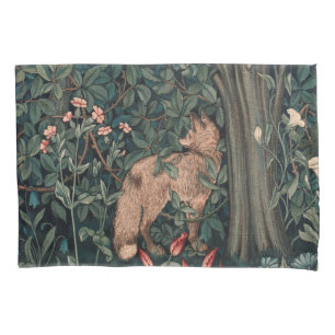 William Morris Greenery Fox Wildlife Art Pillowcase