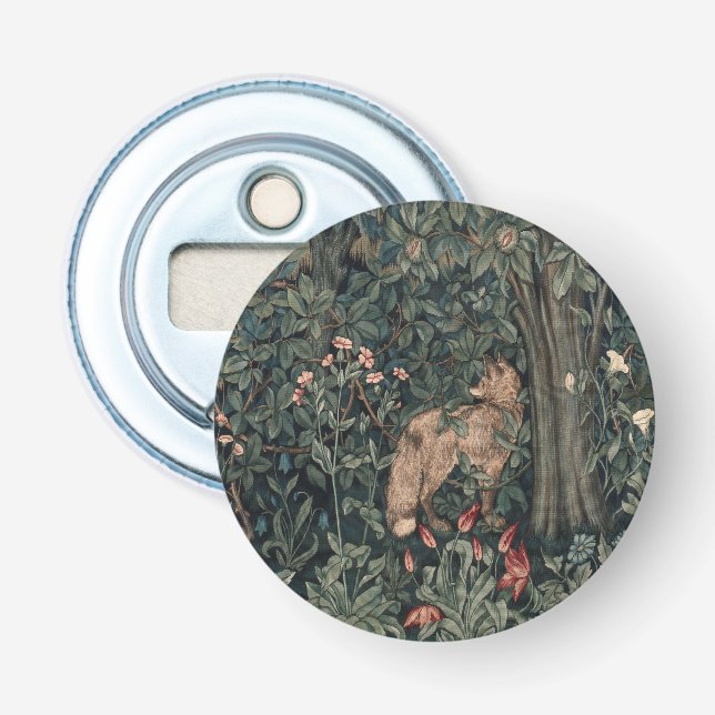 William Morris Greenery Fox Wildlife  Bottle Opener (Front)