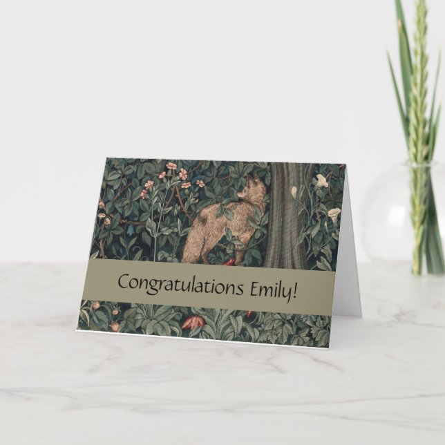 William Morris Greenery Fox Wildlife  Card (Front)