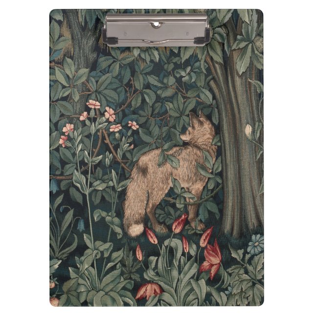 William Morris Greenery Fox Wildlife  Clipboard (Front)