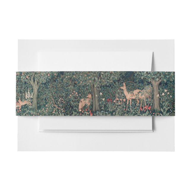 William Morris Greenery Fox Wildlife  Invitation Belly Band (Front Example)