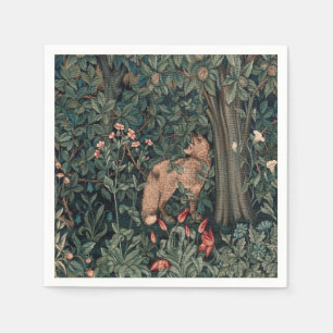 William Morris Greenery Fox Wildlife  Napkin