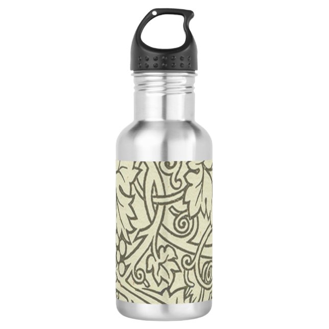 William Morris grey green Grape Vine Pattern 532 Ml Water Bottle (Front)
