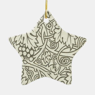 William Morris grey green Grape Vine Pattern Ceramic Tree Decoration