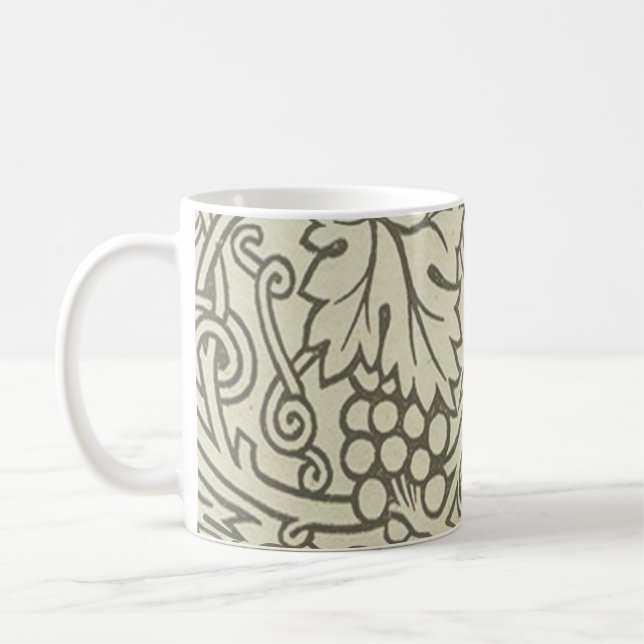 William Morris grey green Grape Vine Pattern Coffee Mug (Left)
