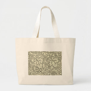 William Morris grey green Grape Vine Pattern Large Tote Bag