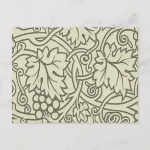 William Morris grey green Grape Vine Pattern Postcard