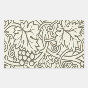 William Morris grey green Grape Vine Pattern Rectangular Sticker
