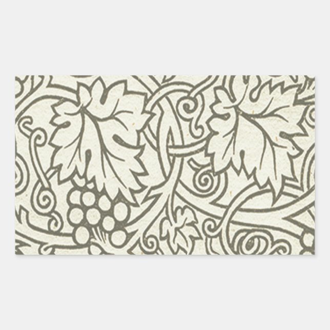 William Morris grey green Grape Vine Pattern Rectangular Sticker (Front)