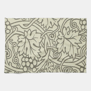 William Morris grey green Grape Vine Pattern Tea Towel