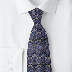 William * Morris Honey Comb Floral Blue Tie