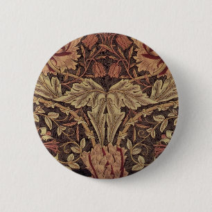 William Morris Honeysuckle Antique Floral Pattern 6 Cm Round Badge