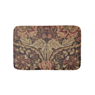 William Morris Honeysuckle Antique Floral Pattern Bath Mat