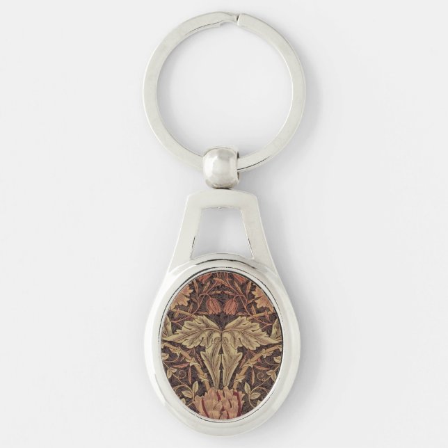 William Morris Honeysuckle Antique Floral Pattern Key Ring (Front)