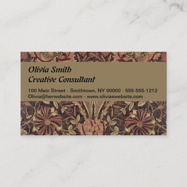 William Morris Honeysuckle Classic English Art Business Card (Front)