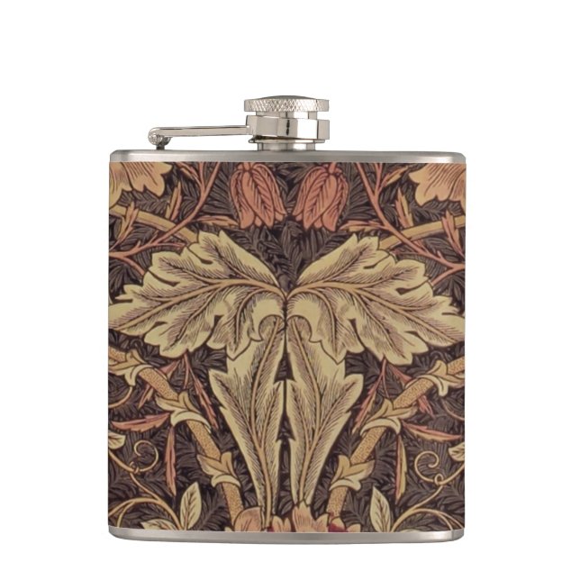 William Morris Honeysuckle Classic English Art Hip Flask (Front)