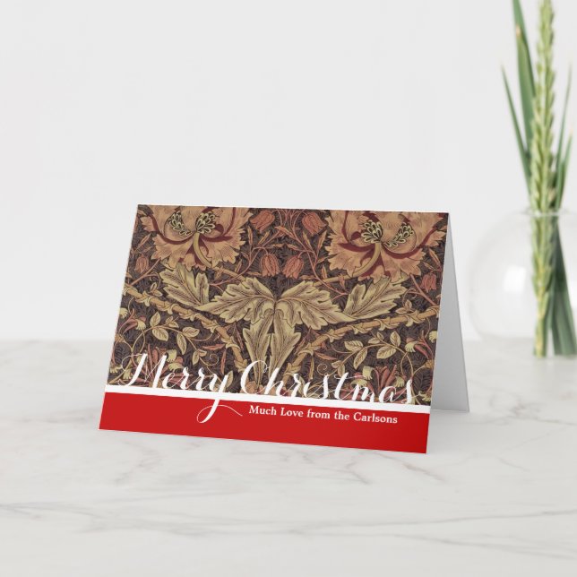 William Morris Honeysuckle Classic English Art Holiday Card (Front)