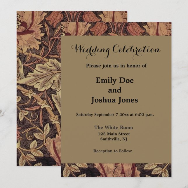 William Morris Honeysuckle Classic English Art Invitation (Front/Back)
