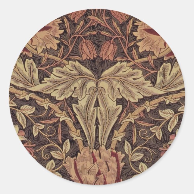 William Morris Honeysuckle Classic English Art Round Sticker (Front)