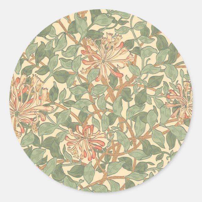 William Morris Honeysuckle Classic Round Sticker (Front)