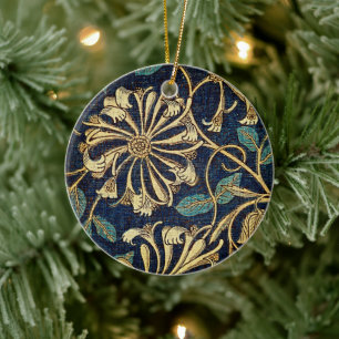 William Morris Honeysuckle Floral Ceramic Tree Decoration
