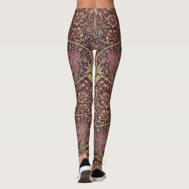 William Morris, Honeysuckle, floral. pattern, art Leggings (Back)