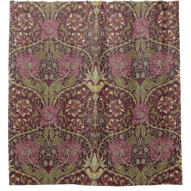 William Morris, Honeysuckle, floral. pattern, art Shower Curtain (Front)