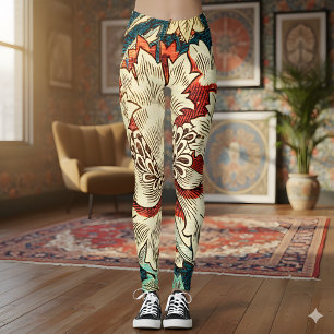 William Morris Honeysuckle Floral Vintage Leggings