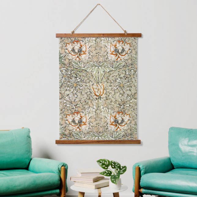 William Morris Honeysuckle Floral Wallpaper Hanging Tapestry (Living Room)