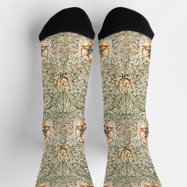 William Morris Honeysuckle Floral Wallpaper Socks (Top)