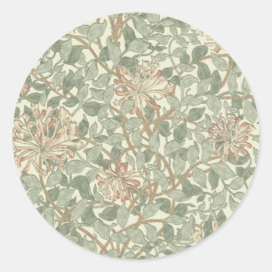 William Morris Honeysuckle Flower Wallpaper Classic Round Sticker