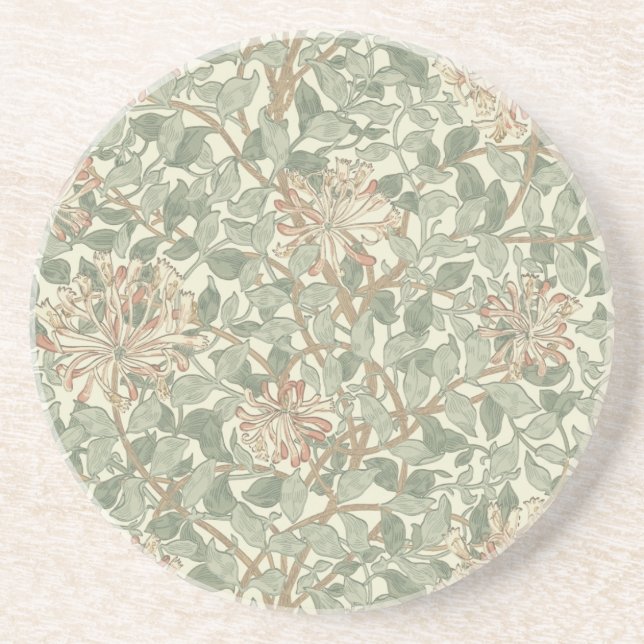 William Morris Honeysuckle Flower Wallpaper Coaster (Front)