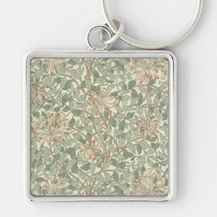William Morris Honeysuckle Flower Wallpaper Key Ring