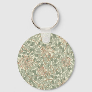 William Morris Honeysuckle Flower Wallpaper Key Ring
