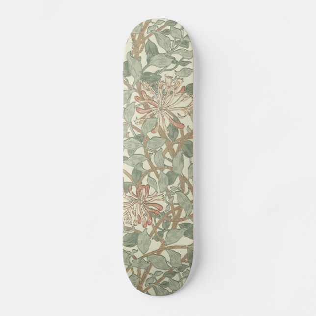 William Morris Honeysuckle Flower Wallpaper Skateboard (Front)