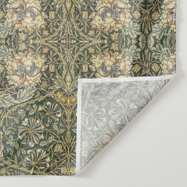  William Morris Honeysuckle Golden Green Design Tapestry (Detail)