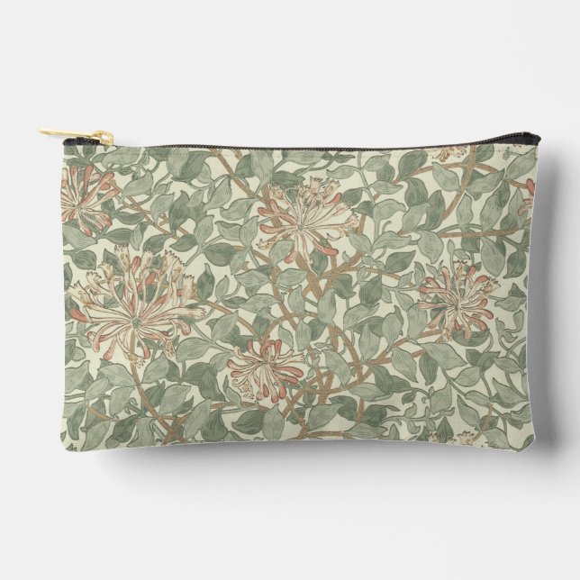 William Morris Honeysuckle Green Floral Accessory Pouch (Front)