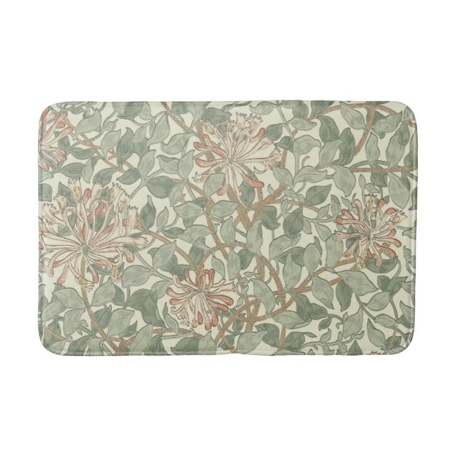 William Morris Honeysuckle Green Floral Bath Mat (Front)